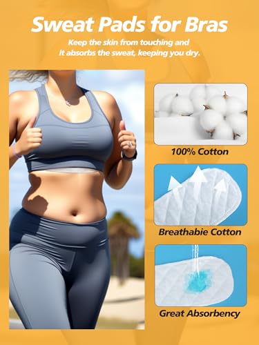 Cotton Bra Liners, 3-Layer Rectangle Under Breast Sweat Pads for Women, Bra Sweat Liners, Reusable, Washable - size: Small-6Pcs