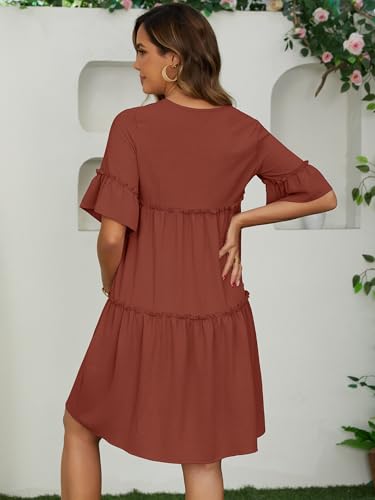 Maternity Summer Dress Sundress Babydoll Beach - color: Brown, size: Large