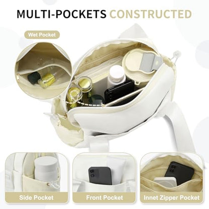 Mini Gym Bag, Small Gym Bag w/Wet Compartment for Women White - color: White, size: Mini