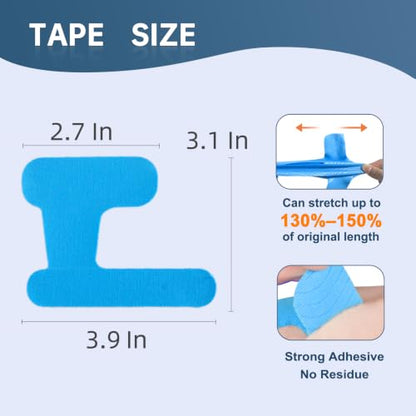 Precut Kinesiology Tape for Thumb, Left Hand, 40 Pcs, Blue - color: Blue, size: Left Hand