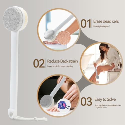 Extra Long Handle 2 in 1 Pumice Stone for Feet Callus Dead Skin Remover