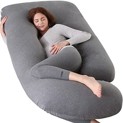 Elover U Shaped Pregnancy Pillow,Full Body Maternity Support - color: Jersey-dark Grey