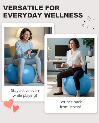Trideer Yoga Ball for Exercise, Pregnancy, Exercise Ball, Pump Included - color: Sapphire blue, size: L(23-26ines/58-65cm)