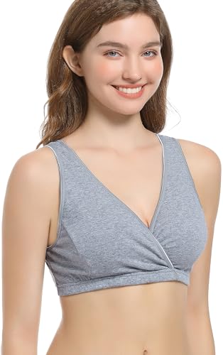 CAKYE 3 Pack Cotton Maternity Nursing Bras Breastfeeding Sleep Bralette - color: A-black+grey+white/3pcs, size: X-Large