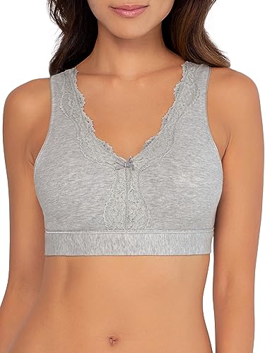Fruit of The Loom Women's 2-Pack Full Coverage Wireless Cotton Bra - Soft & Everyday Comfort - color: Grey Heather/Black Hue, size: Medium
