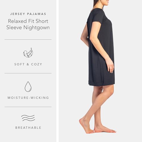 Fishers Finery Women's EcoFabric Short Sleeve Nightgown; Relaxed Fit - color: Black, size: Small