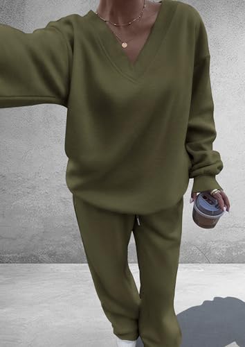 PRETTYGARDEN Womens 2 Piece Outfits Fall Sweatsuits - color: Army Green, size: Small