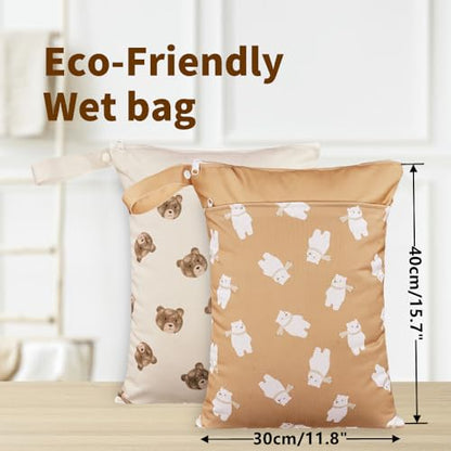 Waterproof Wet Dry Bags with Two Zippered Pockets and Handle - color: Beige