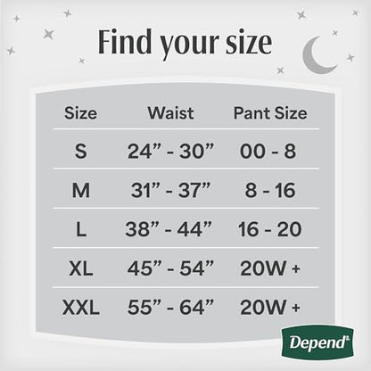 Depend Night Defense Adult Diapers for Women, Large, 56 Count - size: Large