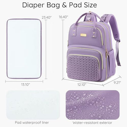 AIJIEKE Diaper Bag Backpack, Large Multi-functional Diaper Backpack, Purple - color: Purple