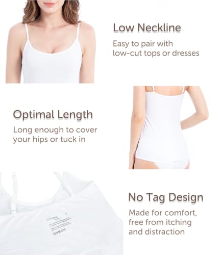 Comfneat Women's 4-Pack Slim-Fit Camisole Adjustable Spaghetti Strap Tops - color: Color-set-2 4-pack, size: X-Large