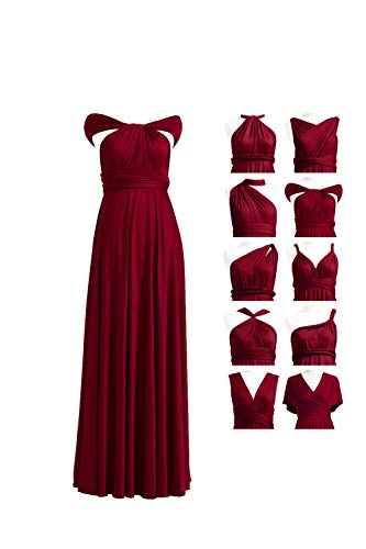 72styles Maxi Infinity Dress for Bridesmaids, Convertible Multi-Way Wrap - color: Burgundy, size: One Size Plus