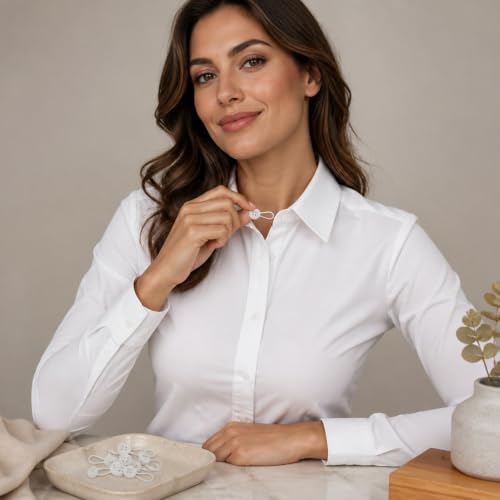 12Pcs Shirt Collar Extender,Button Extender Set,Collar Expander Buttons - color: white
