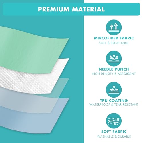 Bunlitent Incontinence Bed Pads, 36"x72", 3 Pack, Washable Underpads, Green - color: Green, size: 36"x72" (3 Packs)