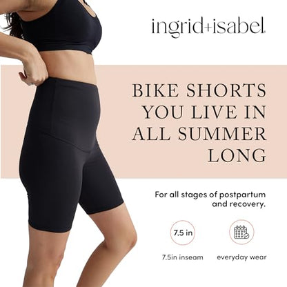 Ingrid & Isabel Postpartum Bike Shorts - Compression Shorts for Women - Great for Tummy Control and Postpartum Support - size: Medium