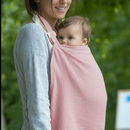 Muslin Nursing Covers for Breastfeeding,Blush Pink - color: Blush Pink