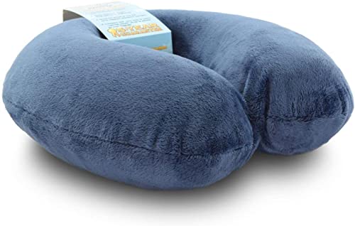 Travel Neck Pillow Memory Foam Airplane Travel Accessories Essentials Comfortable Washable Cover Plane Neck Support Pillow for Neck Pain Relief Sleeping Blue - color: Blue