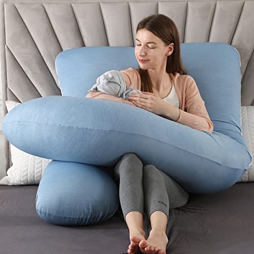 Elover U Shaped Pregnancy Pillow,Full Body Maternity Support - color: Cooling -Haze Blue