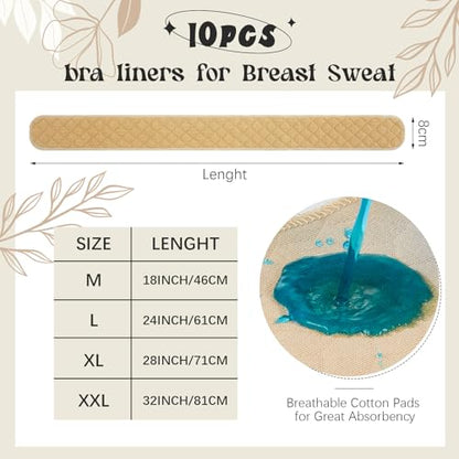 Toulite 10Pcs Reusable Cotton Bra Liners for Sweat - color: Khaki, size: Large