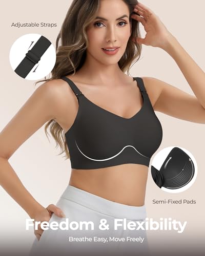Vinfact Pumping Bra Hands Free Comfort Wireless Seamless Breast Pump Bra - color: Black, size: Medium