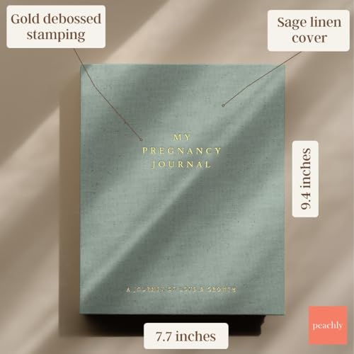 Peachly Pregnancy Journal for First Time Moms - Linen Memory Book (Sage) - color: Sage