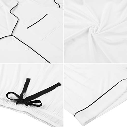 Senert Womens Pajamas Sets Soft Button Down Short Sleeve Sleepwear - color: A - White, size: XX-Large