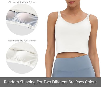 Foucome Nursing Tank Tops Longline Breastfeeding Workout Tops - color: White, size: Large