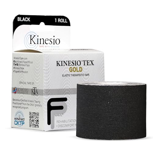 Kinesio Taping - Elastic Therapeutic Athletic Tape Tex Gold FP - Black – 2 in. x 16.4 ft - color: Black, size: 1 Count (Pack of 1)
