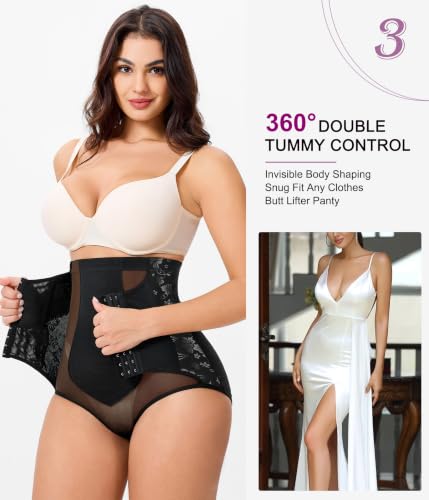 YERKOAD Tummy Control Shapewear for Women High Waist Butt Lifting Panties - color: Black, size: Large