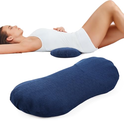 COMFYTHERA Lumbar Support Pillow for Sleeping Memory Foam Lumbar Support Cushion for Lower Back Pain Relief, Back Support Bed Pillow Waist Support (Dark Blue, Large) - color: Dark Blue, size: Large