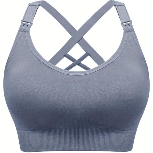 Nursing Bras, Ultra Soft Wireless Bra, Breathable Moisture-Wicking Pregnancy Bra for Daily Wear - color: Greyblue, size: X-Large