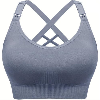 Nursing Bras, Ultra Soft Wireless Bra, Breathable Moisture-Wicking Pregnancy Bra for Daily Wear - color: Greyblue, size: X-Large