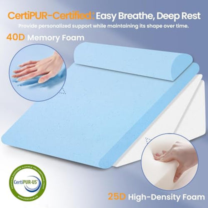 Sasttie Adjustable Wedge Pillow Set for After Surgery, Light Grey - color: Light Grey, size: Adjustable 9&12 Inch + 1 Head Pillow