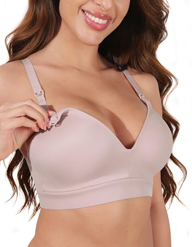 AIRCUTE Nursing Bras for Breastfeeding Seamless Postpartum Bra Soft Pregnancy Bra Wireless Maternity Bralette - color: Dusk, size: Small