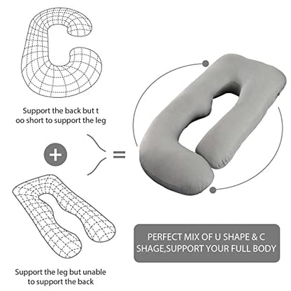 BATTOP Pregnancy Pillows for Sleeping- U Shaped Full Body Maternity Pillow, Pregnancy Pillow for Side Sleepers with Removable Cooling Cover, Supports Back, Hips, Belly & Legs (Cooling Grey) - color: Cooling Grey