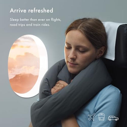Huzi Infinity Pillow - Home Travel Soft Neck Scarf Support Sleep (Grey) - color: Grey