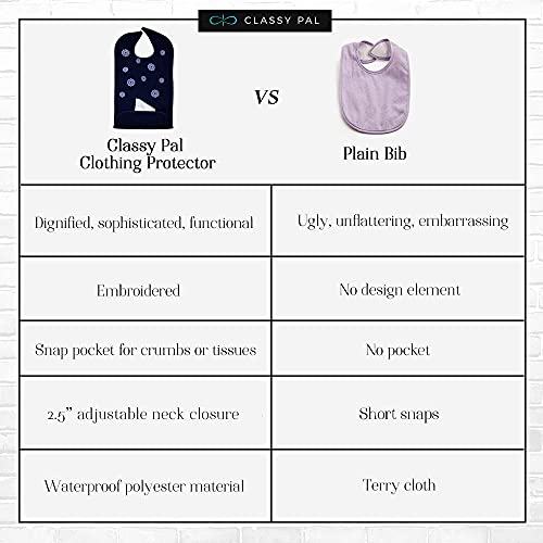 Women's Waterproof Adult Bib with Embroidered Design, Reusable, Washable - color: 1 Pack (Flower Pattern)