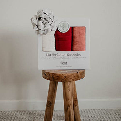 Parker Baby Co. Soft Muslin Baby Swaddle Blankets, 3 Pack - Rose Set - color: Rose