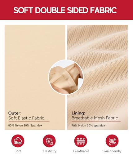Shapewear Tummy Control Underwear High Waisted Panties with Stripe Lace - color: Beige, size: XX-Large