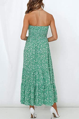 ZESICA Women's 2026 Summer Boho Strapless Maxi Dresses - color: Green, size: Large