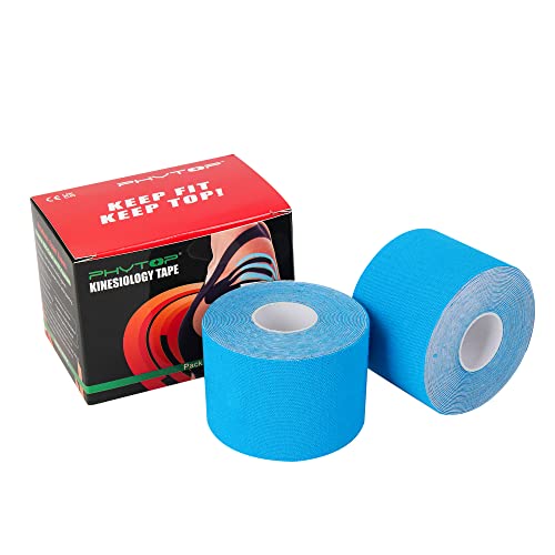 Physio Kinesiology Tape 2 Rolls Blue Uncut for Pain Relief & Recovery - color: Blue