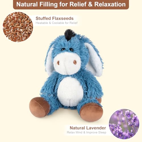 SuzziPals Donkey Stuffed Animal, Microwavable Heating Pad for Soothing - style: Donkey