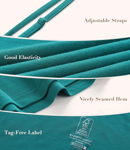 BAMBOO COOL Nightgowns for Women Adjustable Spaghetti Strap Chemise - color: Viridis, size: Medium