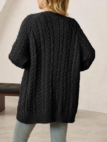 Saodimallsu Womens Cable Knit Cardigans Oversized Chunky Fall Sweater Dress - color: Black, size: Small
