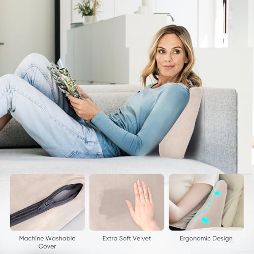 Lumbar Support Pillow for Recliner and Couch, Ergonomic Back Support Pillow - color: Beige