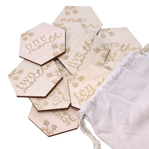 Wooden Baby Monthly Milestone Cards - Floral Design