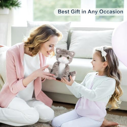 SuzziPals Heatable & Coolable Grey Cat Plush Heating Pad for Kids & Women - style: Gray Cat