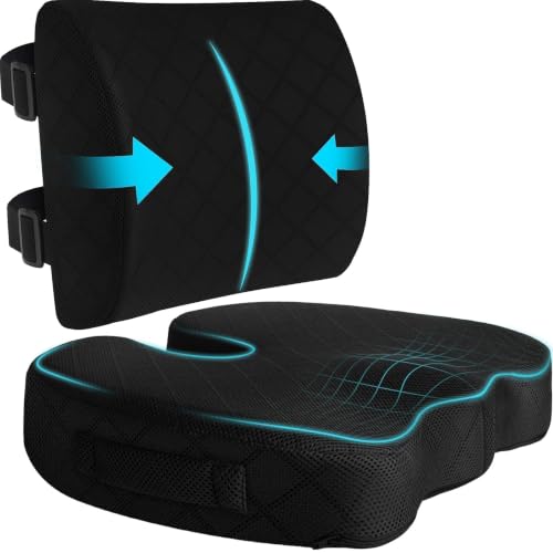 Back&Seat Cushion, Chair Cushions, Lumbar Back Support Pillow, Black/Large - color: Black, size: Large