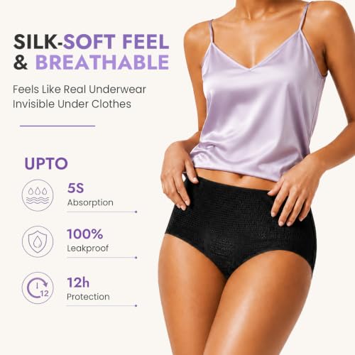 MOLLIS Disposable Period Underwear, Postpartum Panties, S/M, Black, 8Ct - size: Small/Medium(8 Count)