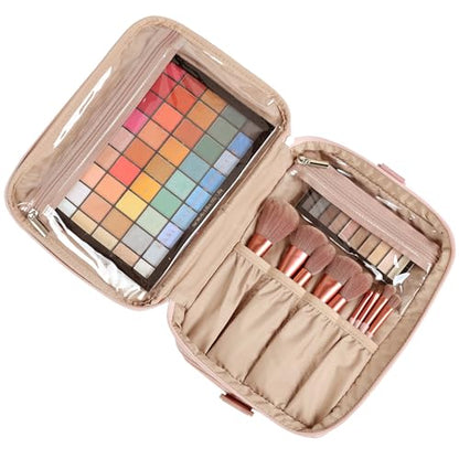 NISHEL Large Makeup Bag Organizer, Double Layer Cosmetic Travel Case - color: Pink, size: Extra Large